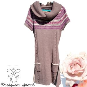 Belle du Jour Cowl Neck Sweater Dress Brown Small